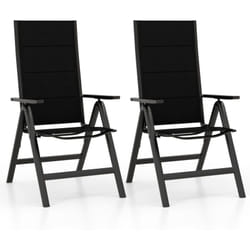 COSTWAY Chaise de Jardin Pliante en Alliage d'Aluminium et en Tissu Matelassé, Fauteuil d’Extérieur avec Dossier Réglable sur 7 Positions, Chaise de