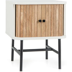 COSTWAY - Table de Chevet - Portes Coulissantes - Pieds en Métal - Design Milieu du Siècle - Table de Nuit pour Chambre Salon