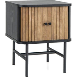 COSTWAY - Table de Chevet - Portes Coulissantes - Pieds en Métal - Design Milieu du Siècle - Table de Nuit pour Chambre Salon