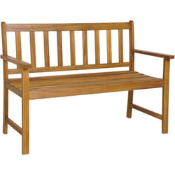 Costway - Banc de Jardin en Bois Massif d'Acacia, Banc d'Extérieur à 2 Places avec Accoudoirs, Siège à Lattes pour Parc, Porche, Cour, Charge 360 Kg,
