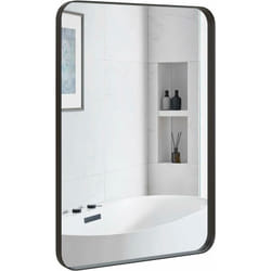 Costway - Miroir Mural de Salle de Bain 51 x 81 cm, Miroir de Courtoisie Moderne avec Cadre en Métal et Coins Arrondis, Miroir Mural Rectangulaire