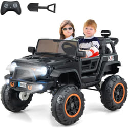 COSTWAY 24V Voiture Électrique Enfants 2 Places avec Télécommande 2,4G & Pelle, Véhicule Électrique avec Musique & Lumières LED, Démarrage Lent & 3