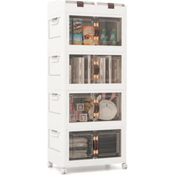 Costway - Boîte Rangement Plastique 210L, 3 Caisses de Rangement avec 2 Boîte à Couvercles, Boîte de Rangement Empilable à Roulettes pour Vêtement,