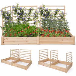 À propos de cet article 【2 grands bacs & 3 treillis】Le lit de jardin mesure 222 x 114 x 110 cm et il est livré avec 2 grands  ...