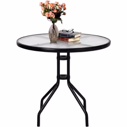 【Cadre en métal robuste】Conçue avec une structure de pieds légèrement incurvée et fabriquée en métal, la table de patio est s ...