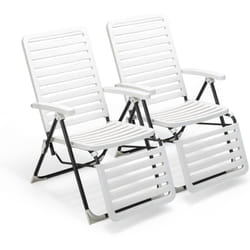 Costway - Lot de 2 Chaise Longue Inclinable avec Dossier Réglable à 7 Positions, Fauteuil de Jardin Pliante en pp Résistant, Bain de Soleil pour