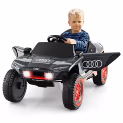 COSTWAY 12V Audi Voiture Électrique Enfants - Télécommande 24G - LED & Musique & Histoire - 2 Moteur 3-65 km/h 3 +Ans