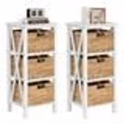 COSTWAY Lot de 2 Table de Chevet à 4 Niveaux 3 Panier de Rangement Pliable pour Salon Bureau Chambre 36 x 30 x 80 cm