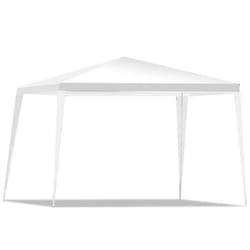 COSTWAY Tonnelle de Jardin Extérieure 3x3m-8 à 10 Personnes-Cordes à Vent-Auvent en PE Imperméable-Structure en Métal Antirouille
