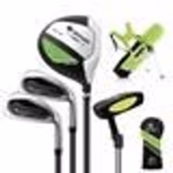 COSTWAY Ensemble de Sac de Golf pour Enfants 5 à 7 Ans Trépied-Capuche Anti-pluie-Fairway n°3Fers n°7 et n°SPutter-Droitier-V ...
