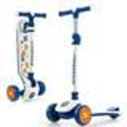 COSTWAY Trottinette Enfants Pliable 3 Roues LED Clignotant-Plateau Large-Frein Arrière-Hauteur Réglable 63-83 cm-3 à 5 Ans-Blanc