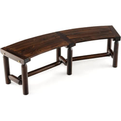 Costway - Banc de Jardin en Bois Massif de Sapin, Banc Incurvé à 2 Places pour Table Rond, Assise à Latte et Jambes Cylindriques en Bois de Pin,