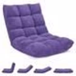 COSTWAY Chaise Convertible Paresseux - Dossier inclinable sur 14 Positions pour Lecture Yoga Méditation Violet