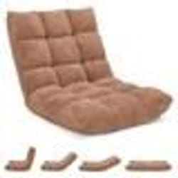 COSTWAY Chaise Convertible Paresseux - Dossier inclinable sur 14 Positions pour Lecture Yoga Méditation Jaune