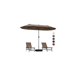 Costway - Parasol Double de Jardin, Parasol Extra Large avec Manivelle et Socle Robuste, Parasol Jumeau avec Toile en Polyester et Poteau Métallique,