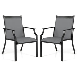 Costway - Lot de 2 Chaises de Jardin avec Cadre en Métal, Chaises de Salle à Manger pour l'Extérieur en Teslin à Séchage Rapide, Fauteuil d'Extérieur