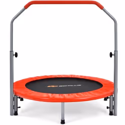 COSTWAY Trampoline de Fitness Pliable Enfants-Adultes 101 cm-Main Courante en Mousse-4 Hauteur Réglable-150 kg-Elastique-Roug ...