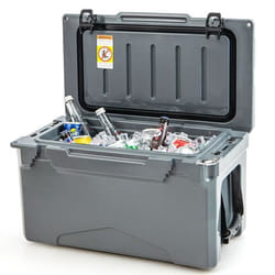 COSTWAY Glacière Portable 28L-Isolation Inégalée-Froid 5 à 7 Jours-Poignée en Nylon-Porte-gobelet-Règle-Ouvre-bouteille-Charbon