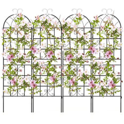 COSTWAY Treillis de Jardin Lot de 4 180x50cm-3 en 1 Clôture-en Métal Antirouille-Motif Elégant-Plantes GrimpantesRosesLégumes