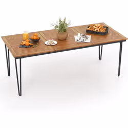 À propos de cet article 【Pour 8 personnes et trou pour parasol】La table à manger de 200 cm offre suffisamment d'espace pour 8 ...