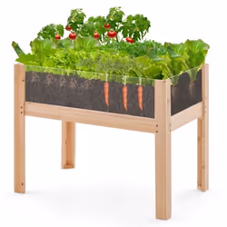 COSTWAY Jardinière Surélevée sur Pieds en Sapin 130 L - Trous de Drainage -  Panneaux Acryliques Transparent - 100 x 59 x 77  ...