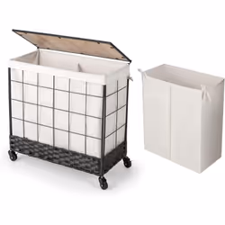 À propos de cet article 【Tri du Linge】Ce panier à linge de 130 L est doté du sac de doublure divisé inclus vous permet de sép ...