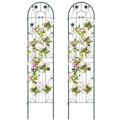 COSTWAY Treillis de Jardin en Métal Lot de 2 220x50cm-3 en 1 Support de Plantes-Motif Elégant-Plantes GrimpantesRosesLégumes