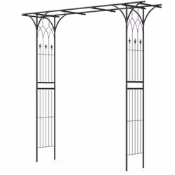 COSTWAY Arche de Jardin avec Treillis 205x52x205 cm-Toit Etendu-en Métal Antirouille-Rectangulaire Décorative pour MariageFêt ...