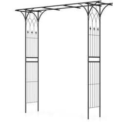 COSTWAY Arche de Jardin avec Treillis 205x52x205 cm-Toit Etendu-en Métal Antirouille-Rectangulaire Décorative pour MariageFête-Noir