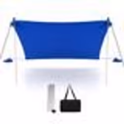 COSTWAY Tente de Plage 4 Personnes 3 x 3M-Anti UV UPF50+-Sac de Transport Portable-4 Sacs pour Sable-Piquets de Sol-2 Poteaux ...