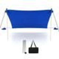 COSTWAY Tente de Plage 4 Personnes 3 x 3M-Anti UV UPF50+-Sac de Transport Portable-4 Sacs pour Sable-Piquets de Sol-2 Poteaux-Bleu