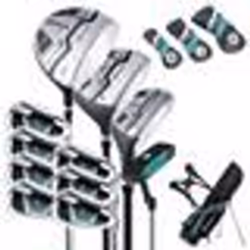 COSTWAY Set de Golf 11 Clubs-Droitier Hommes-DriverBois de ParcoursHybride5 FersPutter-Sac Trépied-Capuche Anti-pluie-Vert