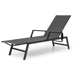 COSTWAY Chaise Longue Inclinable en Rotin et Osier PE Tissé Dossier à 5 Position Fauteuil Inclinable pour Patio Terrasse Jardin