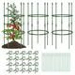 COSTWAY Lot de 3 Treillis Obélisque de Jardin 2 Hauteur Réglable Support Cage à Tomates 2 en 1 pour Plantes Grimpantes en Métal