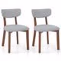 COSTWAY Lot de 2 Chaises à Manger en Bois dHévéa Massif Dossier Siège Rembourré Coussin Doux 51 x 47 x 82 cm Gris