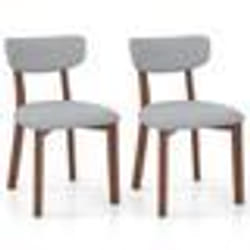 COSTWAY Lot de 2 Chaises à Manger en Bois dHévéa Massif Dossier Siège Rembourré Coussin Doux 51 x 47 x 82 cm Gris