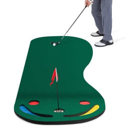 Tapis de Pratique de Golf Portable - COSTWAY - 300 x 96 cm - Surface True-roll - 3 Coupelles - 2 Obstacles