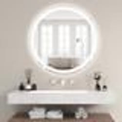 COSTWAY 60 x 60 cm Miroir de Salle de Bain 3000-6000k Fonction Mémoire Affichage Temps/Température Interrupteur Tactile IP44