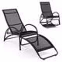COSTWAY Chaise Convertible à Bascule de Jardin 2 en 1 Dossier Réglable à 4 Positions Chaise Longue avec Accoudoirs Incurvés N ...