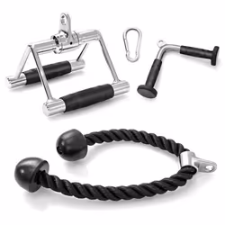 COSTWAY Ensemble 3 Accessoires Barre de Pression Triceps en V Poignée Double DBarre Triceps/BicepsCorde Triceps-Sport à Domic ...