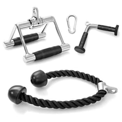 COSTWAY Ensemble 3 Accessoires Barre de Pression Triceps en V Poignée Double DBarre Triceps/BicepsCorde Triceps-Sport à Domicile