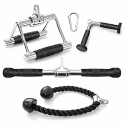 COSTWAY Ensemble Lot 4 Barre en V pour TricepsCorde TricepsBarre de Pression Triceps en V Poignée Double DBarre Triceps/Bicep ...