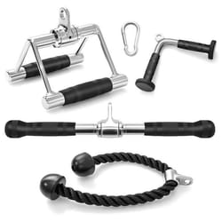 COSTWAY Ensemble Lot 4 Barre en V pour TricepsCorde TricepsBarre de Pression Triceps en V Poignée Double DBarre Triceps/Biceps