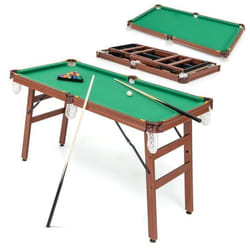 Table de Billard 4 Pieds 138x67x795 CM COSTWAY-Pliable-Accessoires(2 Queues 16 Boules Triangle 2 Craies Brosse)-Pieds Réglables