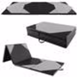 Tapis de Gymnastique Pliable COSTWAY-300 x 117 x 5 cm-4 Plis en Mousse et PU-avec Poignées Attaches Auto-agrippantes-Gris+Noi ...