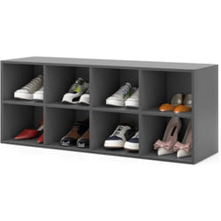 Costway - Banc à Chaussures 8 Compartiments, Banc de Rangement Chaussure Charge 230 kg pour Entrée, Couloir, Salon, Banc Bout de Lit pour Chambre,