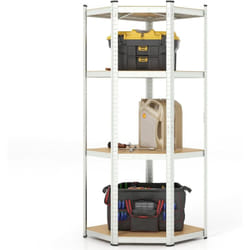Costway - tagère d'angle à 4 Niveaux, Étagère de Rangement d'Atelier Réglable, Charge Totale 720 kg, Étagère Métallique Robuste, pour Garage, Bureau,