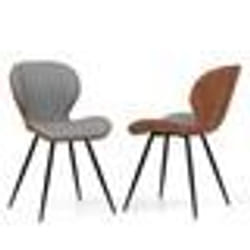 COSTWAY Lot de 2 Chaises de Salle à Manger sans Accoudoirs Dossier Courbé Confortable Siège de 49 x 40 cm en Forme de U Gris