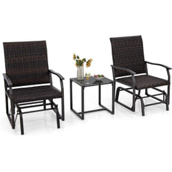 Ensemble de Meubles 3 Pièces de Patio Coulissants Charge 180KG, Salon de Jardin 2 Fauteuils en Rotin avec Mousse à Séchage Rapide Table Basse en