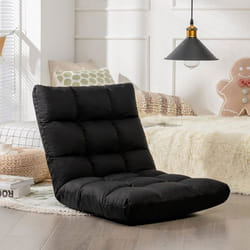 COSTWAY Chaise Convertible Paresseux - Dossier inclinable sur 14 Positions pour Lecture Yoga Méditation Noir